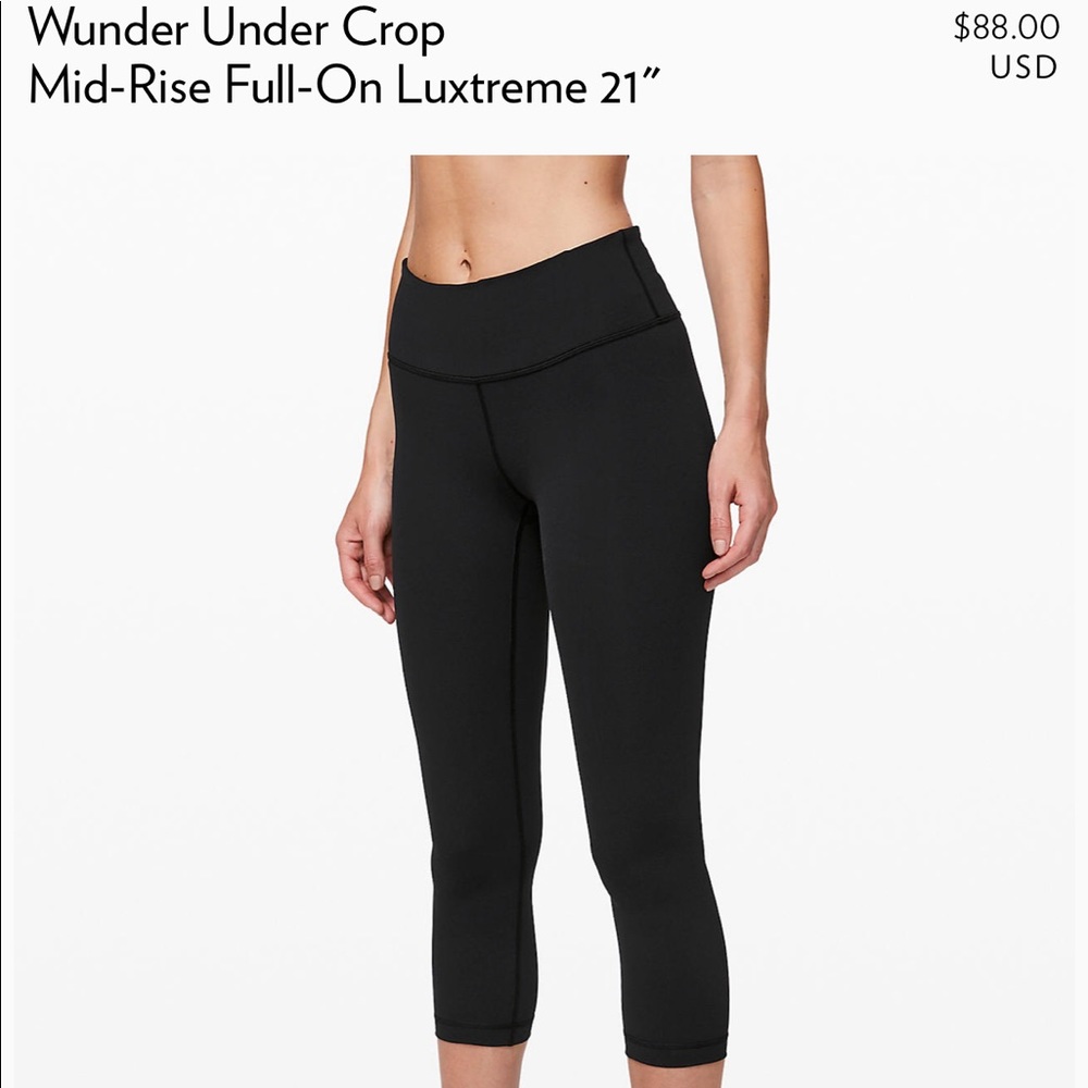 Lulu lemon Wunder Under Black Crop Leggings